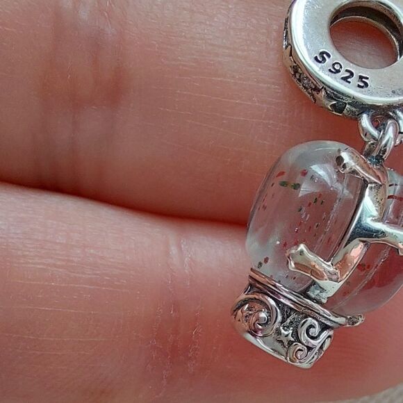 925 Silver Snow Globe Dangle Charm - Picture 3 of 8
